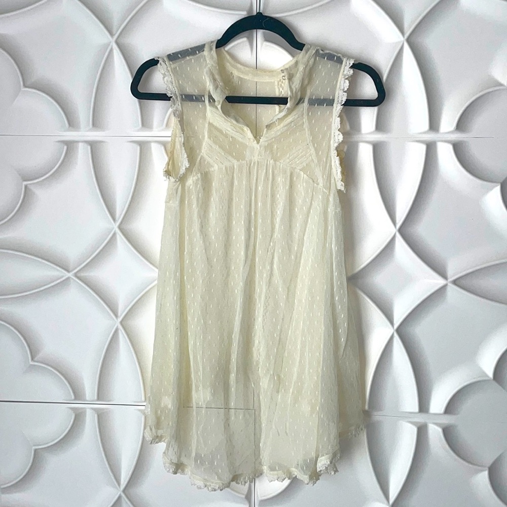 Free people lace frill tank top white